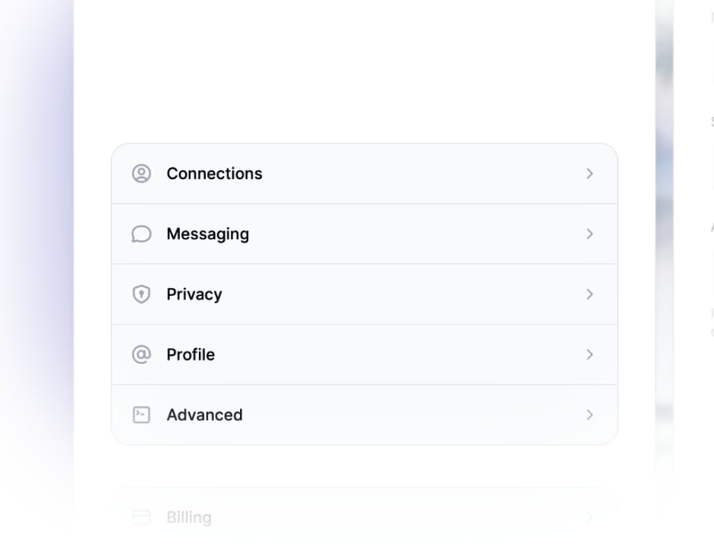 Poke settings page showing Connections option